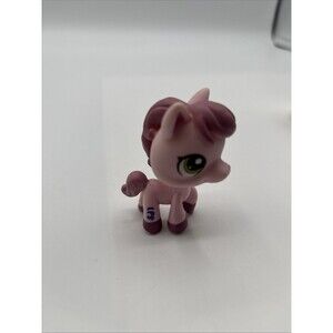 Littlest Pet Shop Authentic C-031 Pink & Mulberry Horse, Green Eyes Preowned